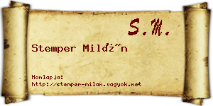 Stemper Milán névjegykártya