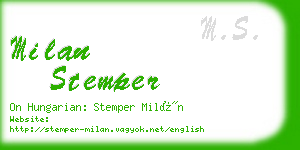 milan stemper business card